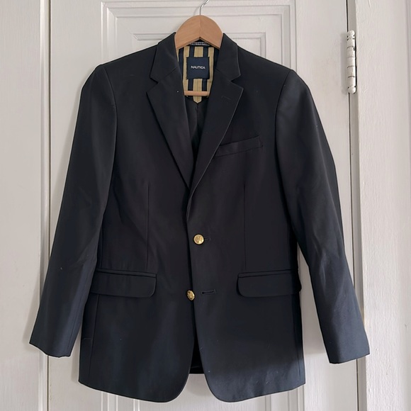 Boys Nautica Navy Blue Lined Blazer with Brass Buttons - Size 14 Regular - Picture 1 of 6